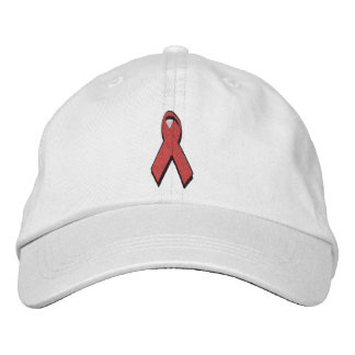 red awareness ribbon embroidered hat