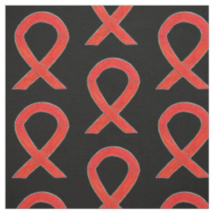 Red Awareness Ribbon Fabric Art Custom Material