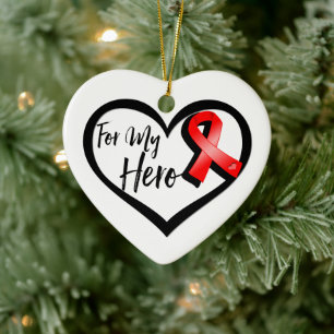 Red Awareness Ribbon For My Hero Ceramic Tree Decoration