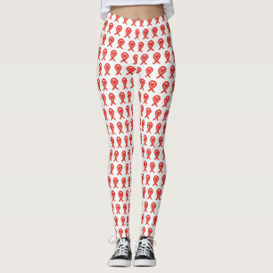 Red Awareness Ribbon Heart Custom Art Leggings