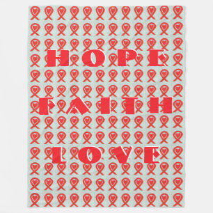 Red Awareness Ribbon Heart Custom Fleece Blanket