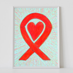 Red Awareness Ribbon Heart Poster Art Print