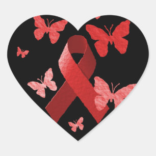 Red Awareness Ribbon Heart Sticker