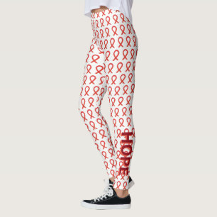 Red Awareness Ribbon Hope and Cure Custom Leggings