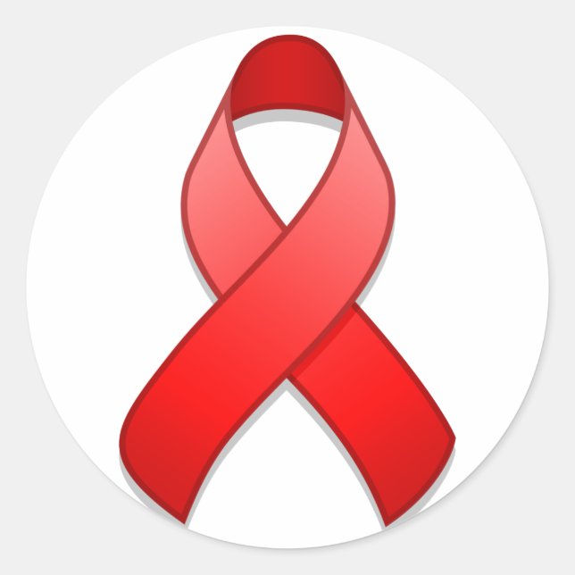 Red Awareness Ribbon Round Sticker (Front)