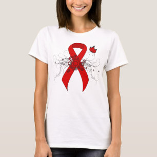 Red Awareness Ribbon with Butterfly T-Shirt