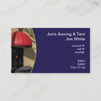 Red awning over business entrance card