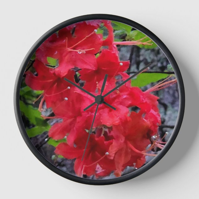 Red Azalea Flowers Clock (Front)