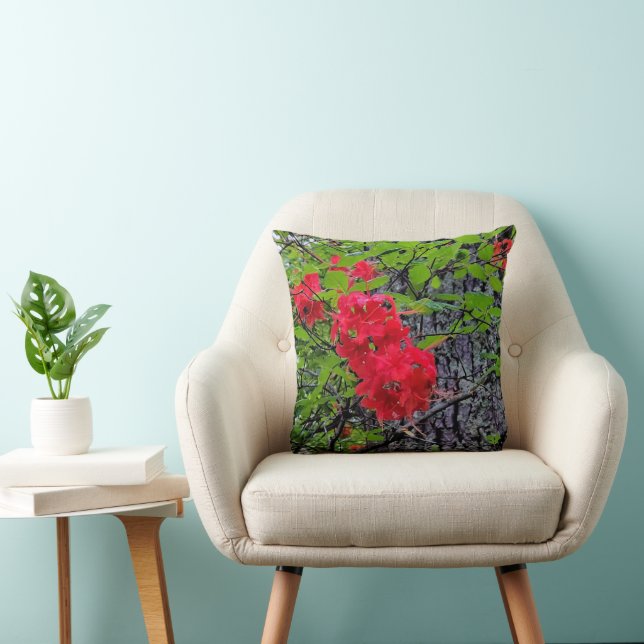 Red Azalea Flowers Cushion (Chair)