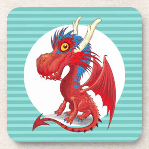 Red Baby Dragon Hard Plastic Coaster
