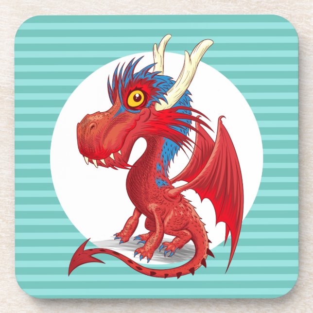 Red Baby Dragon Hard Plastic Coaster (Front)