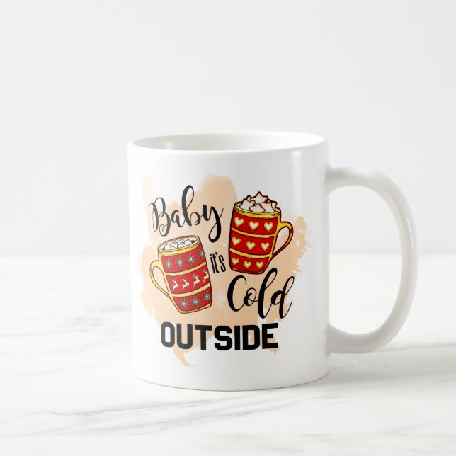 Red Baby It’s Cold Outside Christmas Illustration Coffee Mug (Right)