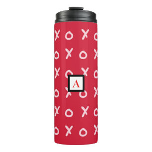 Red & Baby Pink X O XO XO's Trendy Cute Thermal Tumbler