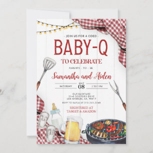 Red Baby-Q Baby Shower Invitation