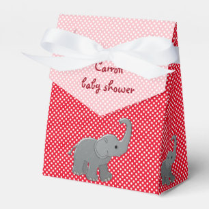 red baby shower elephant favour box