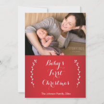 Red Baby's First Christmas Photo Cards
