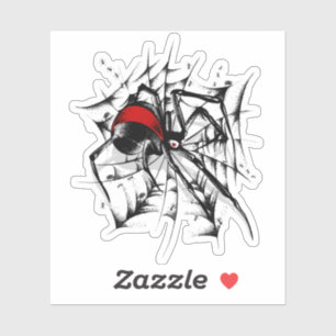 Red back spider web Custom-Cut Vinyl Sticker