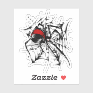 Red back spider web Custom-Cut Vinyl Sticker