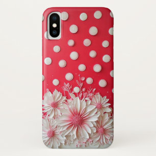 Red Background and Polka Dot Pattern iPhone X Case