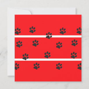 Red background black cat paws card.