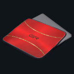 Red Background gold stripes accent Laptop Sleeve<br><div class="desc">Image of red metallic background with two shiny gold stripes accent. Optional monogram.</div>