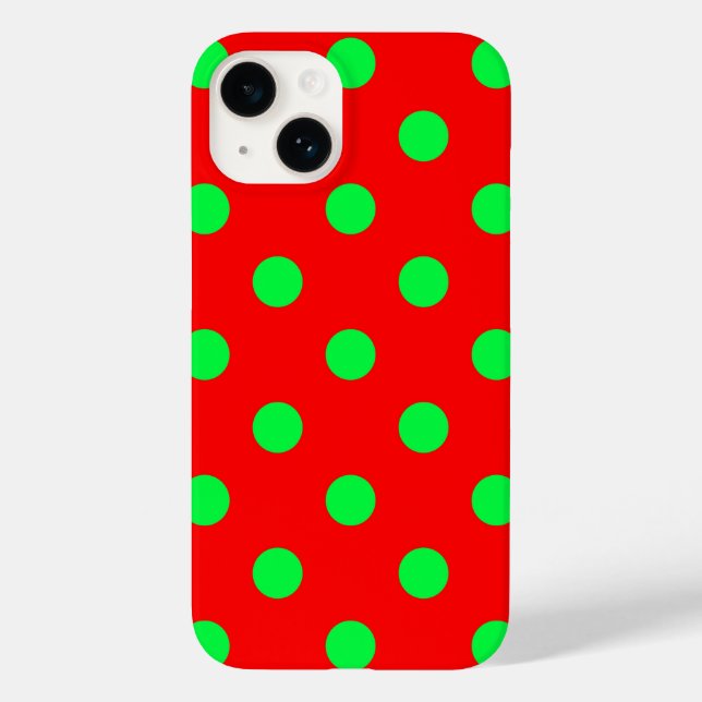 Red Background Green Polka Dots Design  Case-Mate iPhone Case (Back)