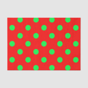 Red Background Green Polka Dots Design  Tissue Paper