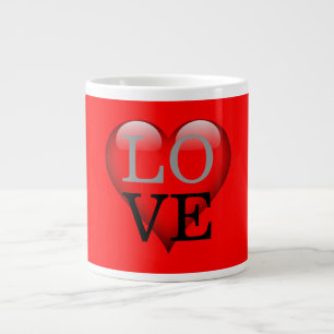 Red Background Love Wedding Heart Large Coffee Mug