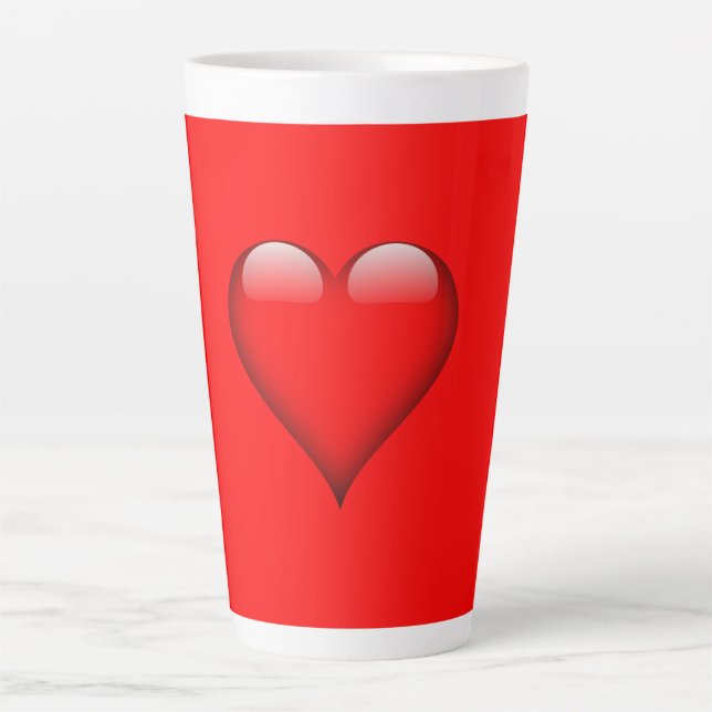 Red Background Love Wedding Heart Latte Mug (Front)