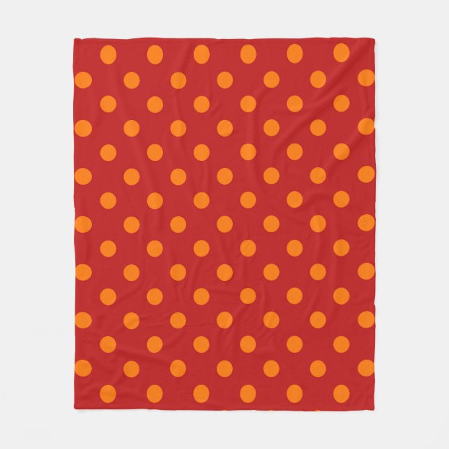Red Background Orange Polka Dots Design  Fleece Blanket (Front)