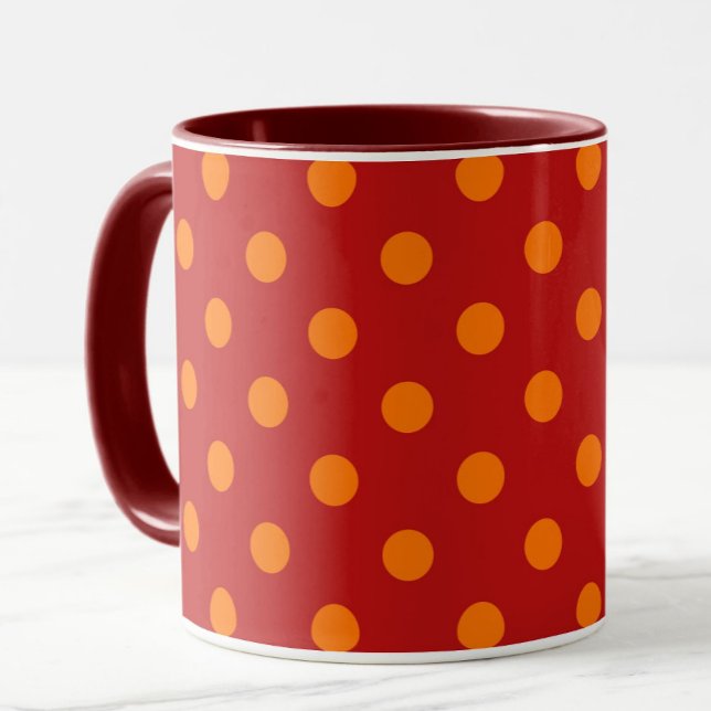 Red Background Orange Polka Dots Design  Mug (Creator Uploaded)