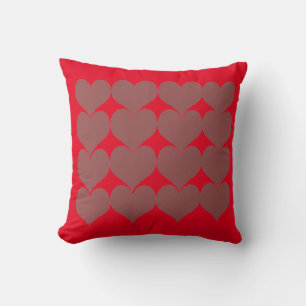 Red Background Wedding Marsala Heart Patterns Cushion