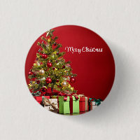 Red Background With Decorative Christmas Tree
