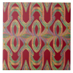 Red background with textured classic design tile