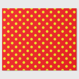 Red Background Yellow Polka Dots Design Wrapping Paper