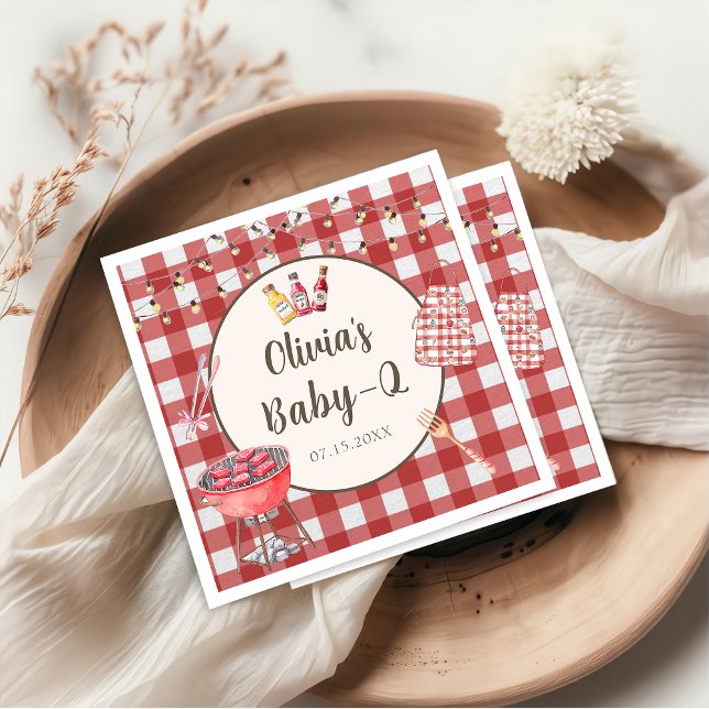 Red Backyard BBQ Baby Q Baby Shower Napkins (Creator Uploaded)