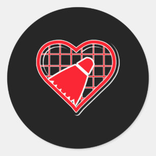 Red Badminton Heart For Badminton Lovers Classic Round Sticker