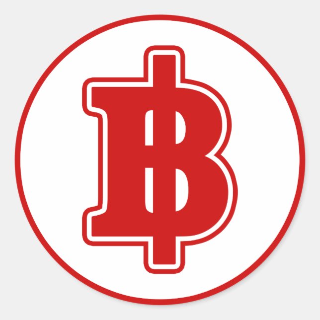 RED BAHT SIGN ฿ Thai Money Currency ฿ Classic Round Sticker (Front)