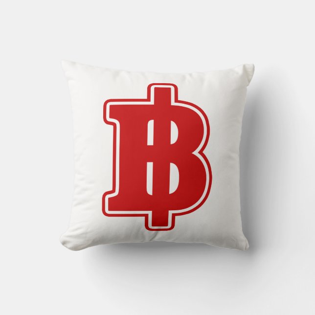 RED BAHT SIGN ฿ Thai Money Currency ฿ Cushion (Front)