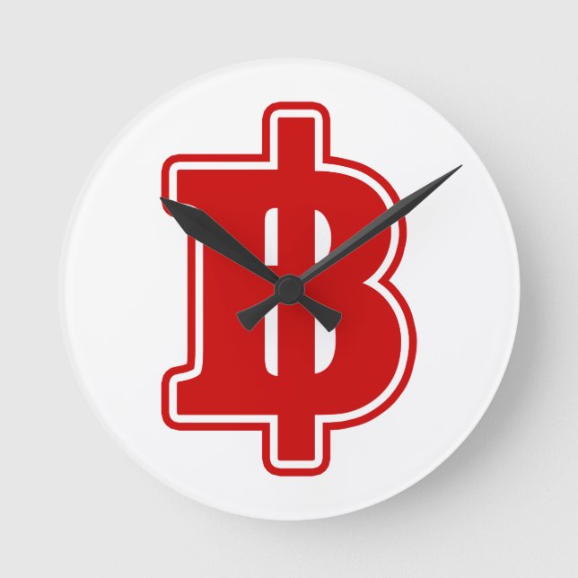 RED BAHT SIGN ฿ Thai Money Currency ฿ Round Clock (Front)