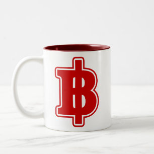 RED BAHT SIGN ฿ Thai Money Currency ฿ Two-Tone Coffee Mug