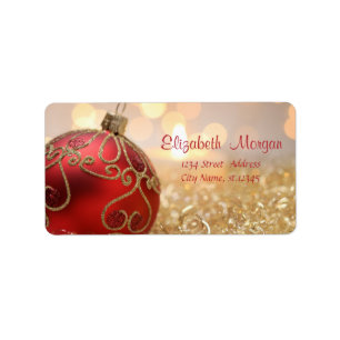 Red Ball Gold Bokeh Label