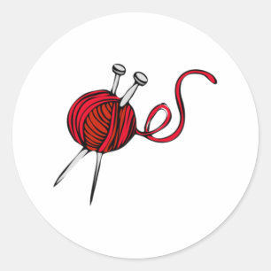 Red Ball of Yarn Classic Round Sticker