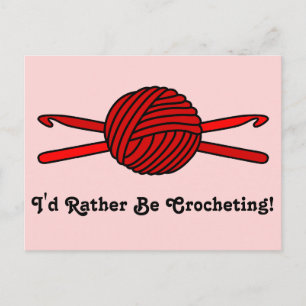 Red Ball of Yarn & Crochet Hooks (Red Background) Postcard
