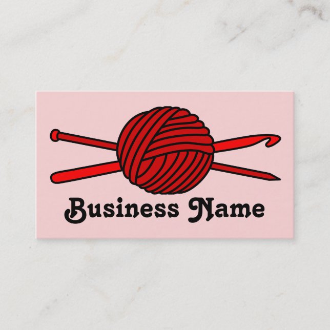 Red Ball of Yarn (Knit & Crochet) Business Card (Front)
