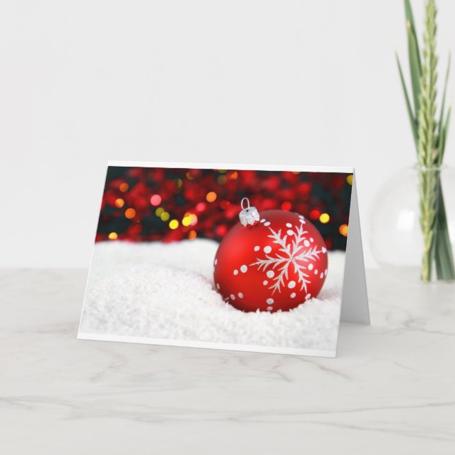 Red Ball Ornament Holiday Card (Front)