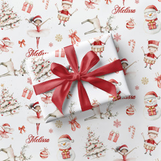 Red Ballerina Christmas Wrapping Paper Children 