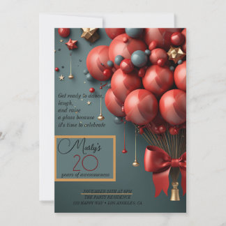 Red Balloon Birthday Party Invitation