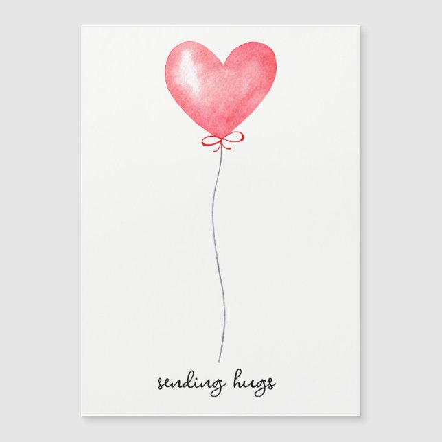 Red Balloon & Bow Sending Hugs Friendship Magnetic (Front)