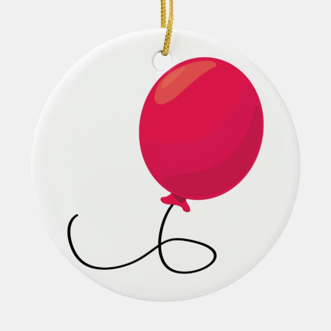 Red Balloon Ceramic Tree Decoration (Front)